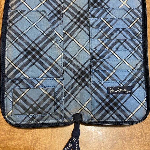 Vera‎ Bradley Windsor Navy Blue Travel Organizer Passport Document Wallet Case - Picture 8 of 10